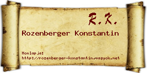 Rozenberger Konstantin névjegykártya